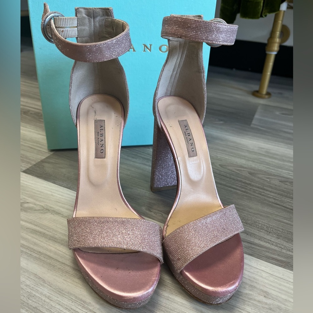 ALBANO Pink Glitter Women's Heels. Made in Italy